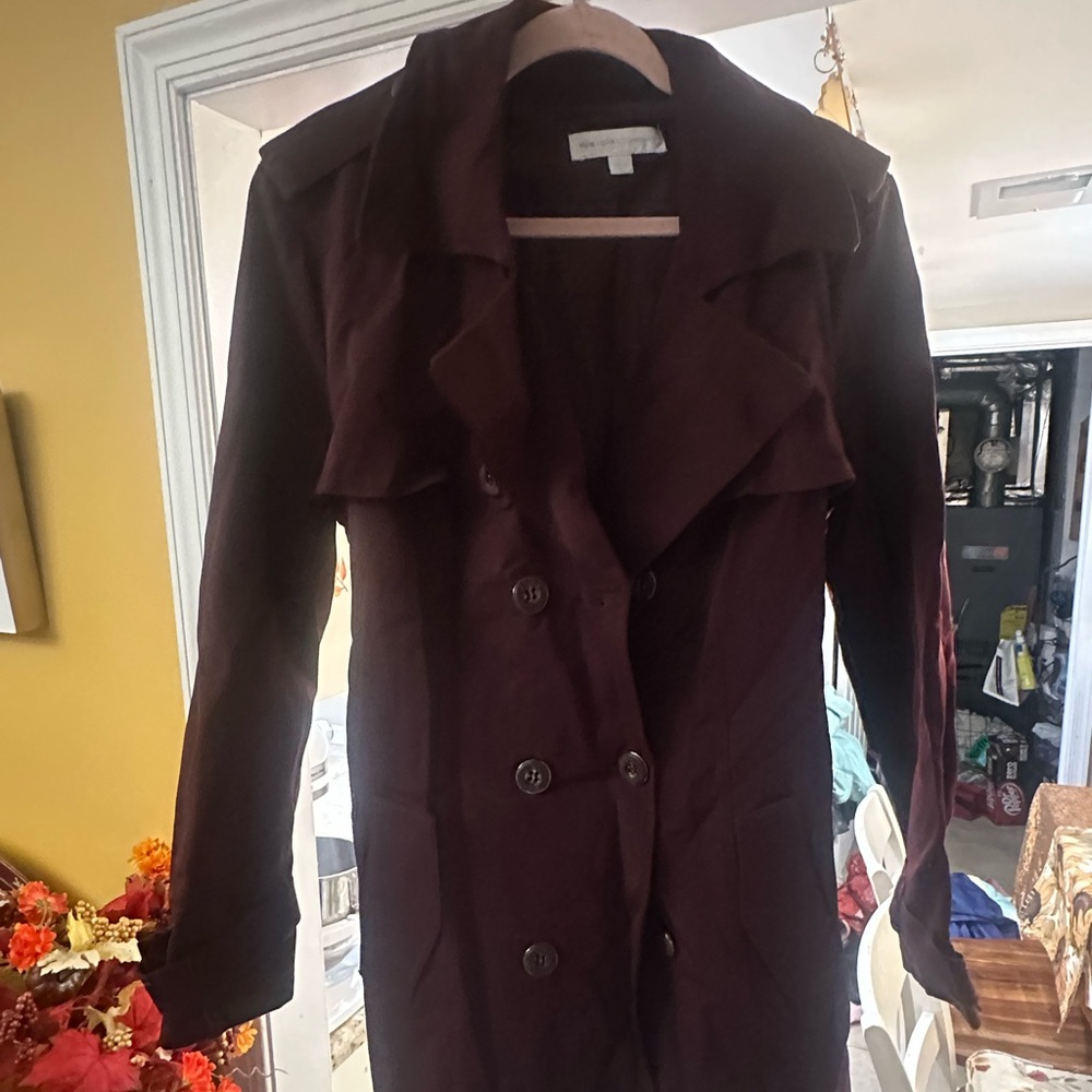 New York & Company Deep Burgundy Trench Coat